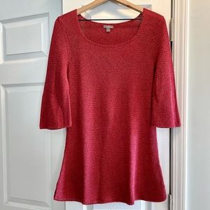 J Jill Tunic Sweater Coral Bell Sleeves Size M